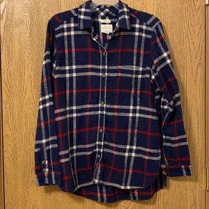 American Eagle Navy Blue, White and Red flannel
